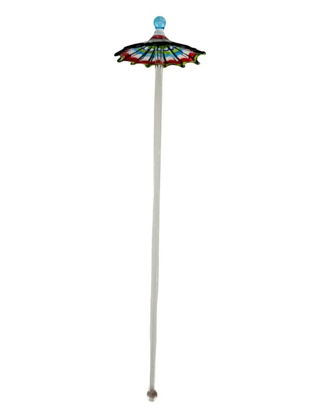 Vintage 5 Pottery Barn Glass Umbrella Stirrer Sticks Swizzle Barware Accessory